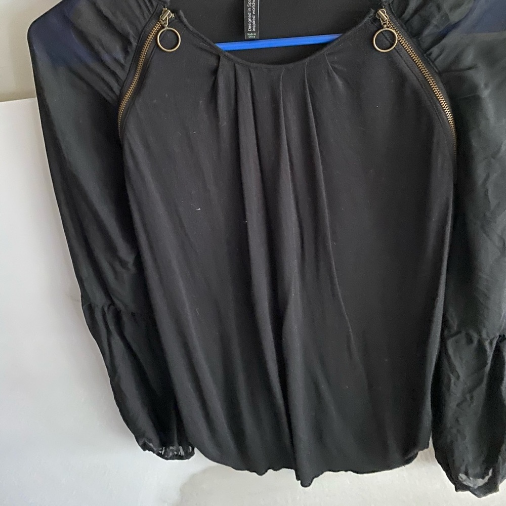 Black sheer sleeved top